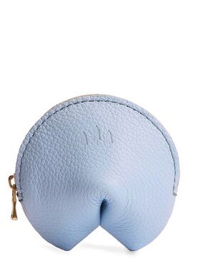 Pebbled Leather fortune cookie coin Pouch w/ Gold Zip
